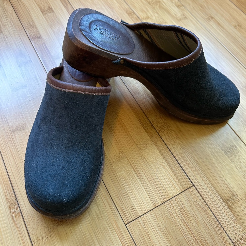 Jcrew navy suede clogs size 6